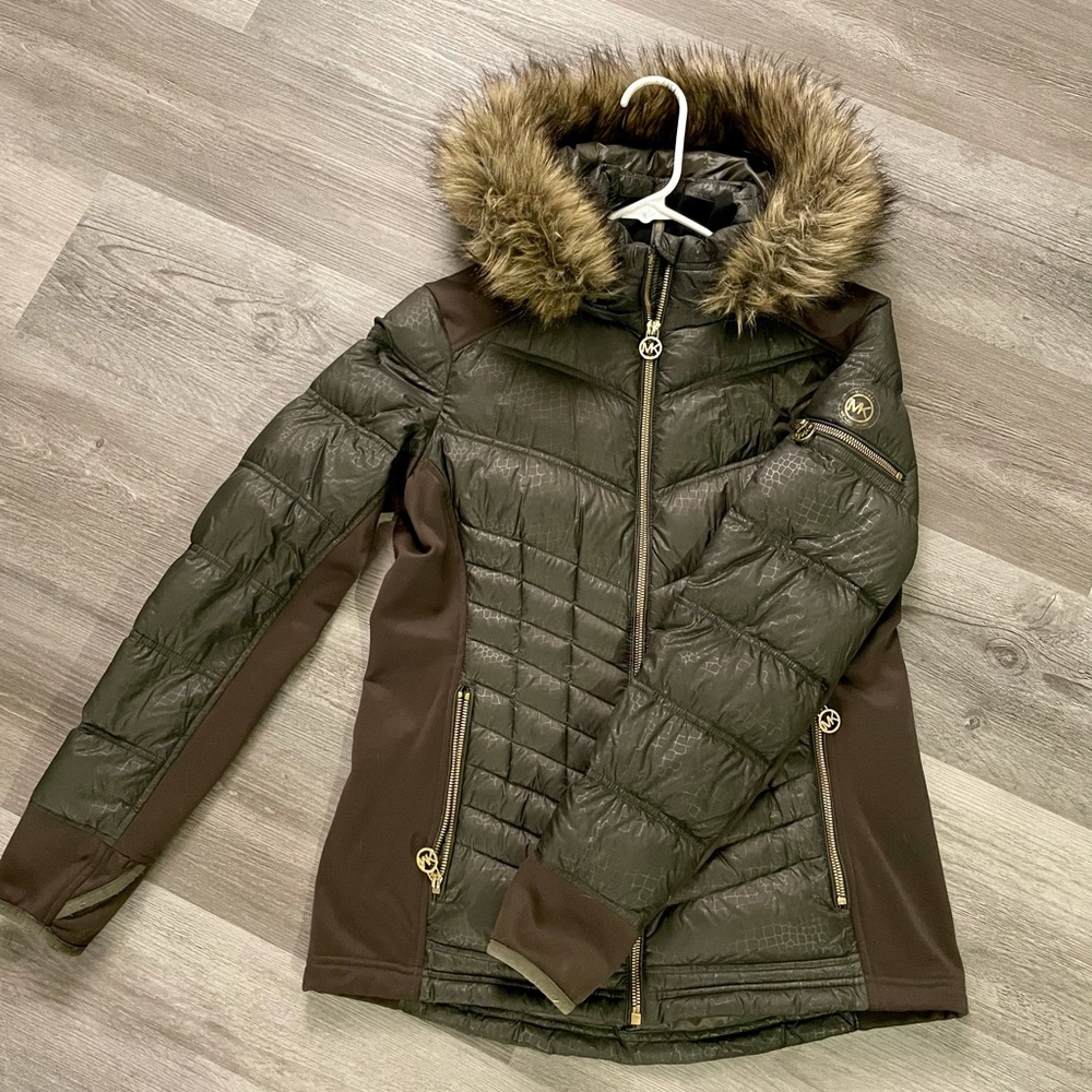 Woman’s Michael Kors Faux Fur-Trim Puffer Jacket-